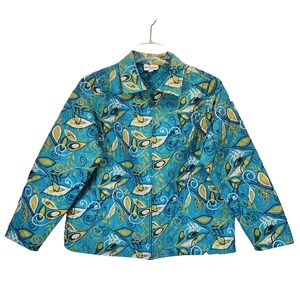 Breckenridge Woman Quilted Jacket Size 1X Blue Zipper Front Lightweight Classic